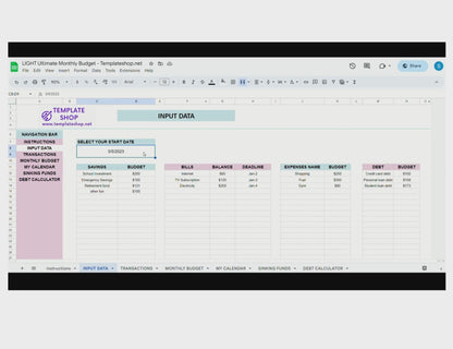 Monthly Budget Spreadsheet