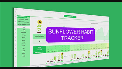 Habit Tracker Spreadsheet - Plant a Sunflower