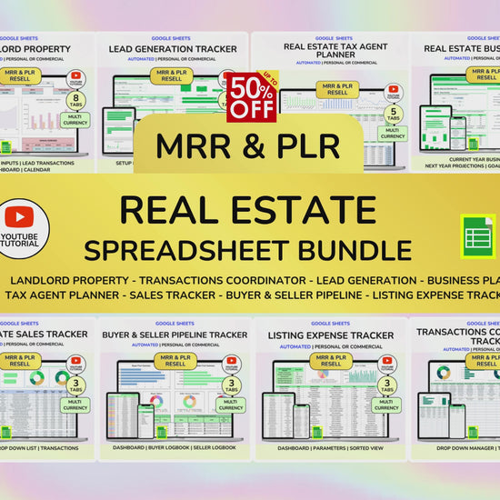 Real Estate CRM Landlord Rental Property Spreadsheet Transaction Coordinator Buyer Seller Pipeline Listing Expense Real Estate Tracker