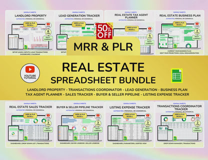 Real Estate CRM Landlord Rental Property Spreadsheet Transaction Coordinator Buyer Seller Pipeline Listing Expense Real Estate Tracker