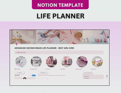 Pink Notion Advanced Life Second Brain Planner