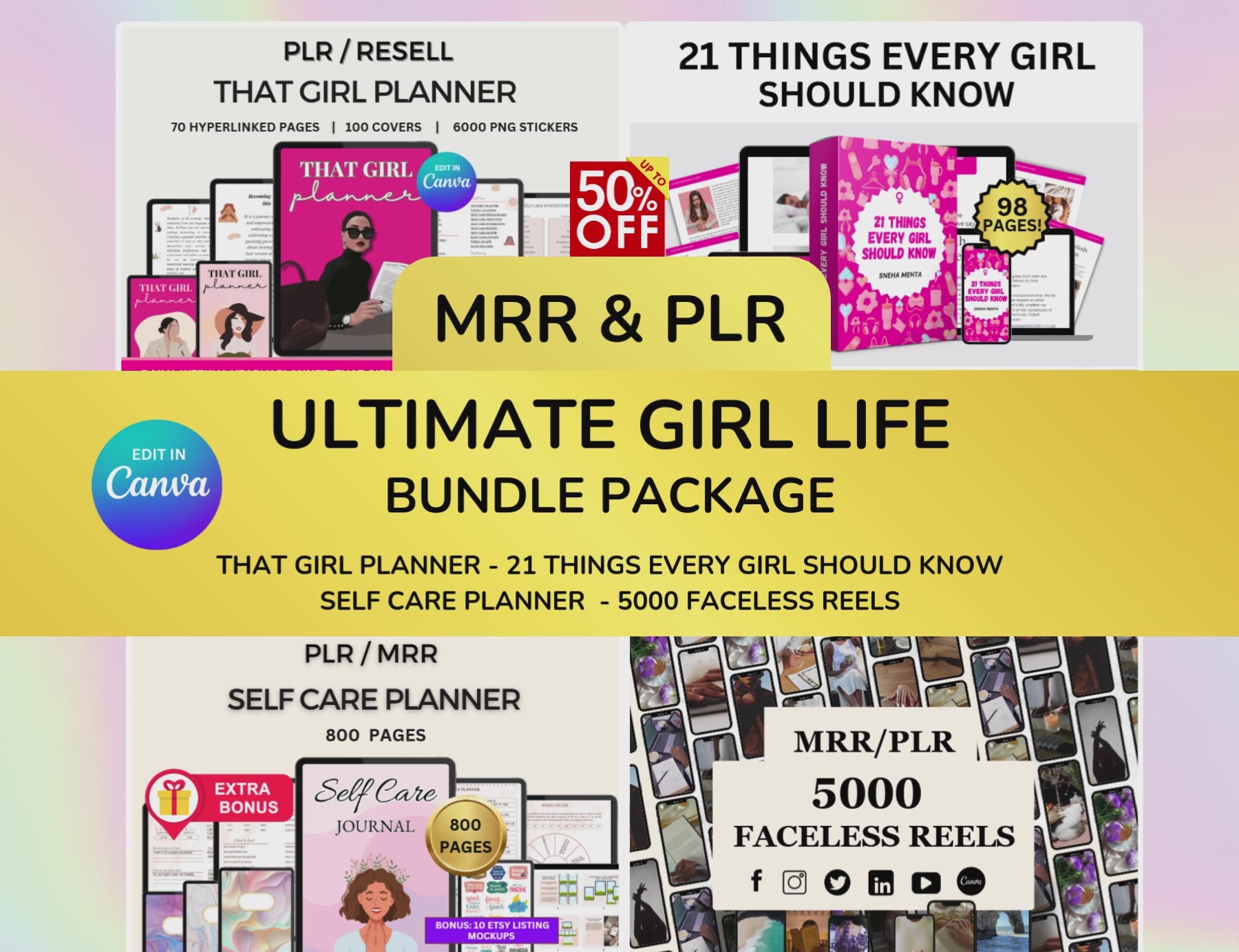 Girl Planner, Boss Babe, Planner Girl, Self Care, Girl Ebook, Digital Planner, Goodnotes Planner, Ipad planner, Faceless Reels, Monthly Planner, self care journal,