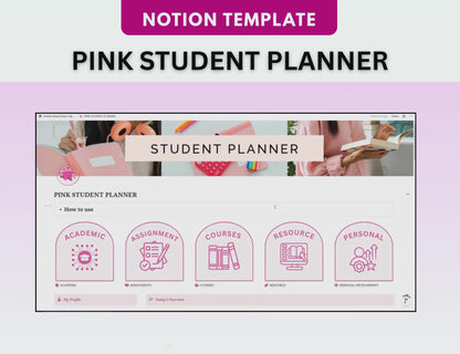 Pink Notion Girl Student Planner
