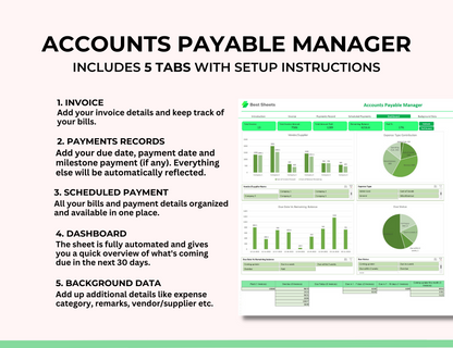 Accounts Payable due ,Vendor bill, Small business due, Ledger bookkeeping, Invoice payment, Expense cost manager, Customer payment,